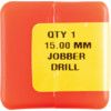 Jobber Drill, 15mm, Normal Helix, High Speed Steel, Black Oxide thumbnail-2