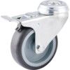 Light Duty, Castor, 75mm, Braked, Swivel, Bolt Hole, Rubber, Grey thumbnail-0