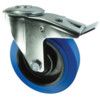 Medium Duty, Castor, 80mm, Braked, Swivel, Top Plate, Rubber, Blue thumbnail-0