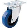 Medium Duty, Castor, 100mm, Unbraked, Swivel, Top Plate, Rubber, Blue thumbnail-0