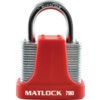 Keyed Padlock, Keyed Alike, Steel, Red, 40mm Width, Weatherproof thumbnail-0