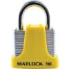 Keyed Padlock, Keyed Alike, Steel, Yellow, 40mm Width, Weatherproof thumbnail-0