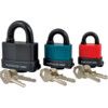 Keyed Padlock, Keyed Different, Steel, Green, 54mm Width, Weatherproof thumbnail-1