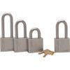 Keyed Padlock, Keyed Different, Hardened Steel, Silver, 63.5mm Width, Weatherproof thumbnail-0