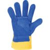 Rigger Gloves, Blue/Yellow, Leather Coating, Cotton Liner, Size One Size thumbnail-2