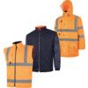 Hi-Vis Reversible Coat, 5-in-1, Waterproof, 3XL, Orange, Polyester, EN20471 thumbnail-0