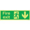 Fire Exit Arrow Down Photoluminescent Vinyl Sign 450mm x 150mm thumbnail-0