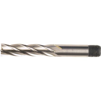 E431T, End Mill, Long, Threaded Shank, 8mm, Cobalt High Speed Steel, Bright