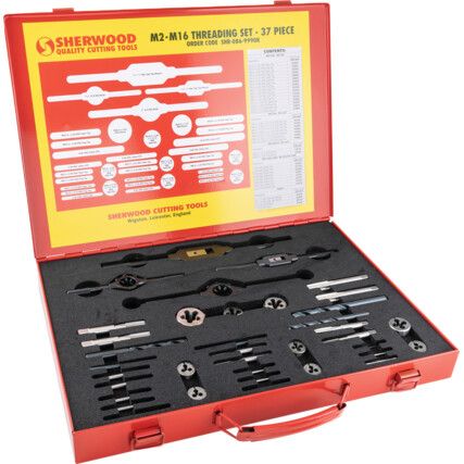 Tap, Die & Drill Set, M2 - M16, Metric, Set of 37