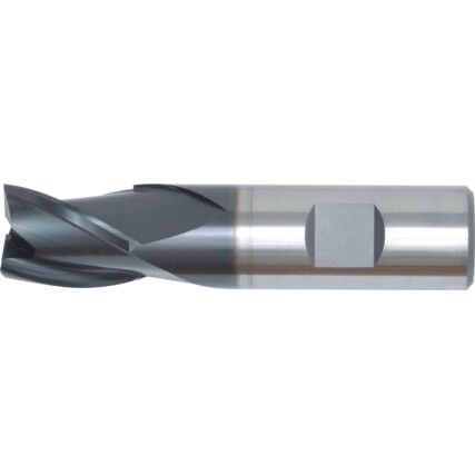 93, End Mill, Regular, Weldon Flat Shank, 4mm, Powdered Metal Cobalt High Speed Steel, TiAlN