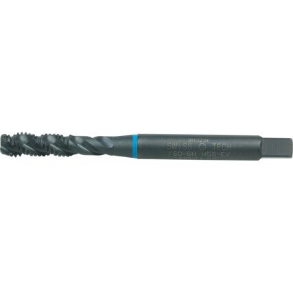 Machine Tap, M16 x 2mm, Metric Coarse, Spiral Flute, Vanadium High Speed Steel, Steam Tempered, Blue