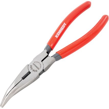 Needle Nose Bent Pliers, Serrated, Steel, 200mm