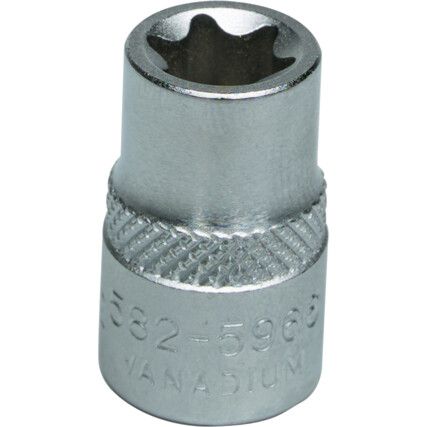 3/8in. Drive,  Torx Socket, E6mm,  Torx,  6 Point