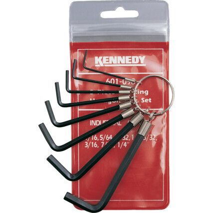 Hex Key, L-Handle, Hex, Imperial, 1/16-1/4", 8-piece