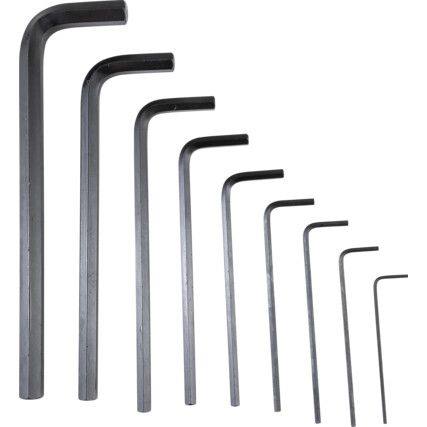 Hex Key, L-Handle, Hex, Metric, 1.5-10mm, 9-piece