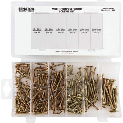 210 PCE MULTI PURPOSE WOOD SCREWS KIT