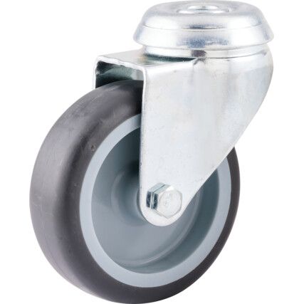 Light Duty, Castor, 75mm, Unbraked, Swivel, Bolt Hole, Rubber, Grey