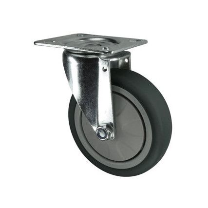 Light Duty/Medium Duty, Castor, 100mm, Unbraked, Swivel, Top Plate, Thermoplastic, Grey