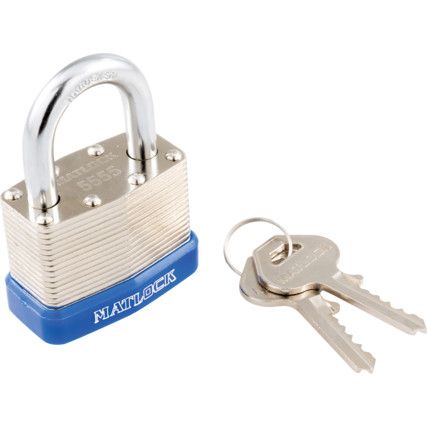 Keyed Padlock, Keyed Different, Steel, Silver, 44mm Width, Weatherproof