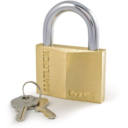 Keyed Padlock, Keyed Different, Brass, Gold, 60mm Width, Weatherproof