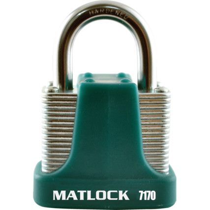 Keyed Padlock, Keyed Alike, Steel, Green, 40mm Width, Weatherproof