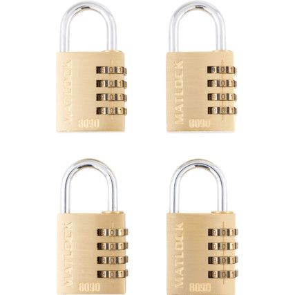 Combination Padlock, Brass, Bronze, 40mm Width, Weatherproof