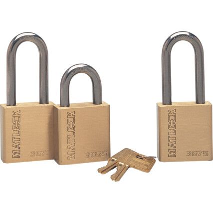 Keyed Padlock, Keyed Different, Brass, Gold, 38mm Width, Weatherproof