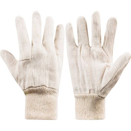 General Handling Gloves, White, Uncoated Coating, Cotton Liner, Size 8