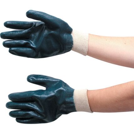 Mechanical Hazard Gloves, Black, Interlock Cotton Liner, Nitrile Coating, 4, 1, 1, 1, Size 10