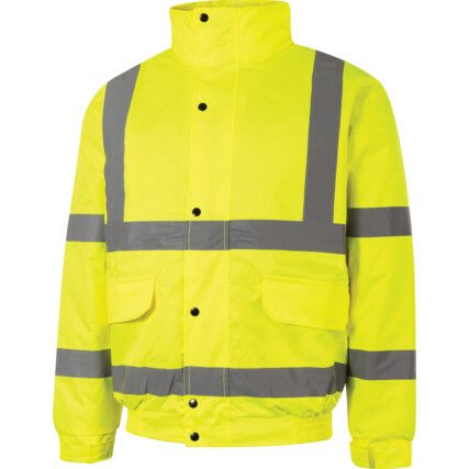 Hi-Vis Rip-Stop Bomber Jacket, Small, Yellow, Polyester, EN20471