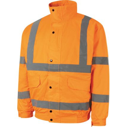 Hi-Vis Rip-Stop Bomber Jacket, Small, Orange, Polyester, EN20471