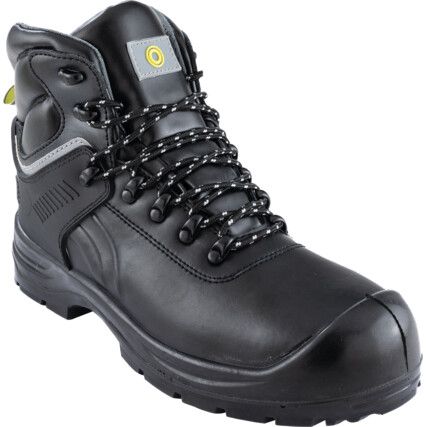 Waterproof Safety Boots, Size, 13, Black, Leather Upper, Steel Toe Cap