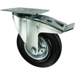 Medium Duty Pressed Steel Castors, Rubber Tyre, Roller Bearing thumbnail-0