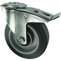 Braked Swivel Bolt Hole Grey or Blue Rubber Tyred Castors thumbnail-0