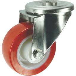 Stainless Steel Castors - Polyurethane Tyred Wheel with Nylon Centre - Plain Bore - Roller Bearing thumbnail-3