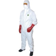 Guard Master +, Chemical Protective Coveralls, Disposable, White, Laminates, Zipper Closure, Chest 44-46", L